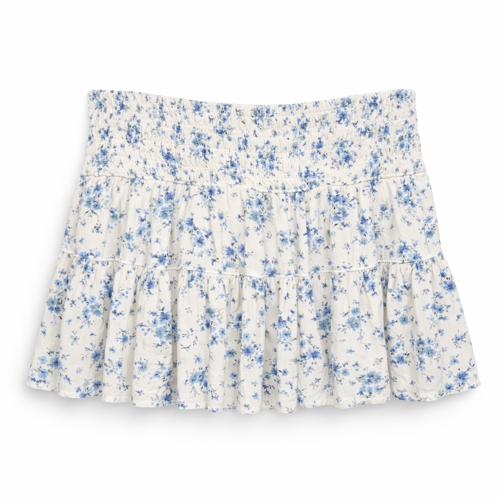 Garage Smocked Blue and White Floral Mini Skirt (053) - Picture 1 of 1